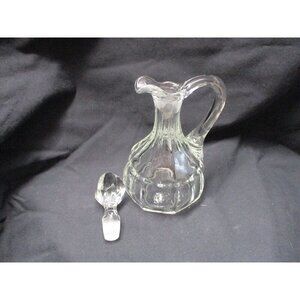 Decanter, Cruet, Caster, Pitcher stopper, Vintage Small Syrup vinegar oil, clear